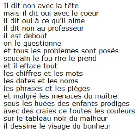 Jacques Prévert, Le Cancre