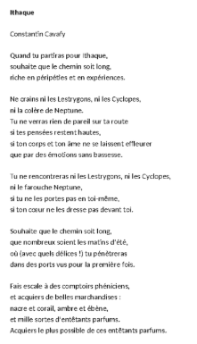 Constantin Cavafy, Ithaque