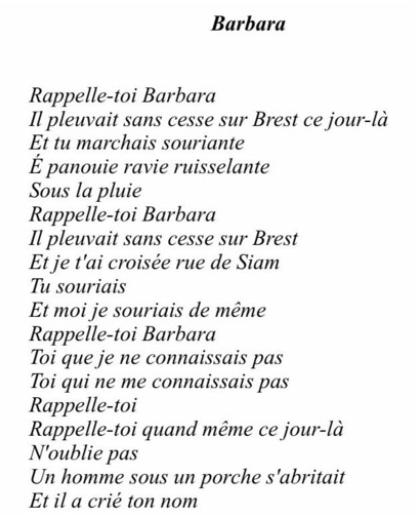 Jacques Prévert, Barbara